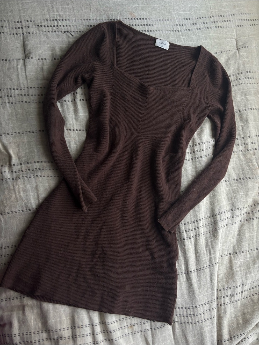 Aritzia Wilfred Brown Ribbed Bodycon Knit Dress ✨ Size M